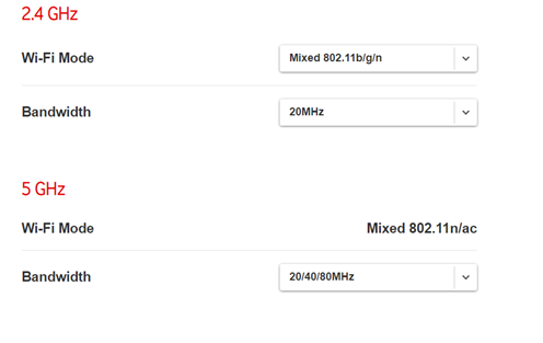 2.4 GHz or 5GHz band mode